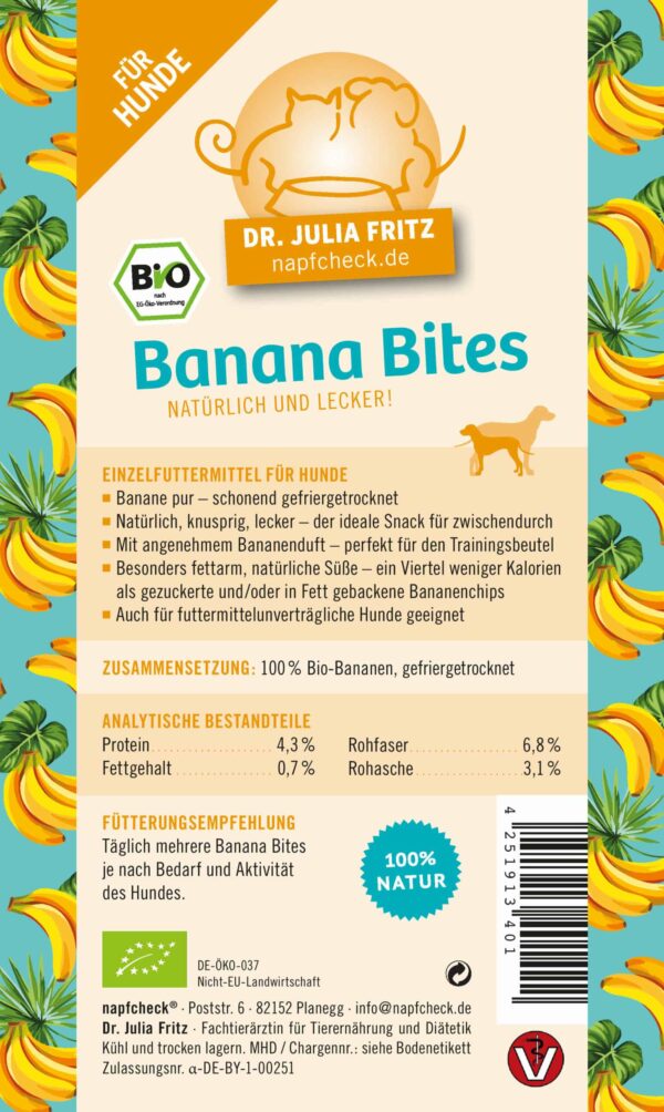 napfcheck Banana Bites - gefriergetrocknete Bananenscheiben - für Hunde – Bild 2