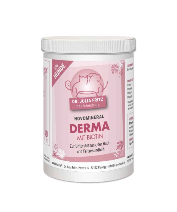 napfcheck Novomineral DERMA mit Biotin zur Unterstützung von Haut und Fell für Hunde