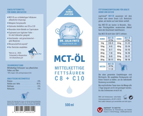 napfcheck MCT-Öl - für Hunde und Katzen – Bild 3