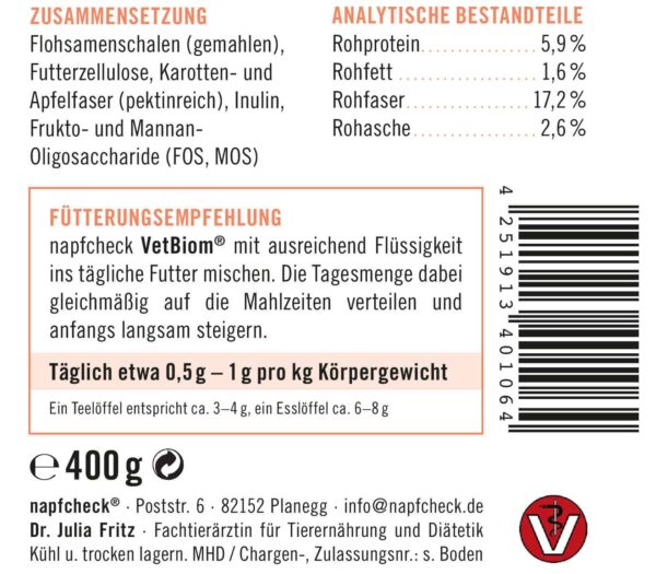 napfcheck VetBiom - Präbiotischer Fasermix für eine geregelte Verdauung - für Hunde und Katzen – Bild 4