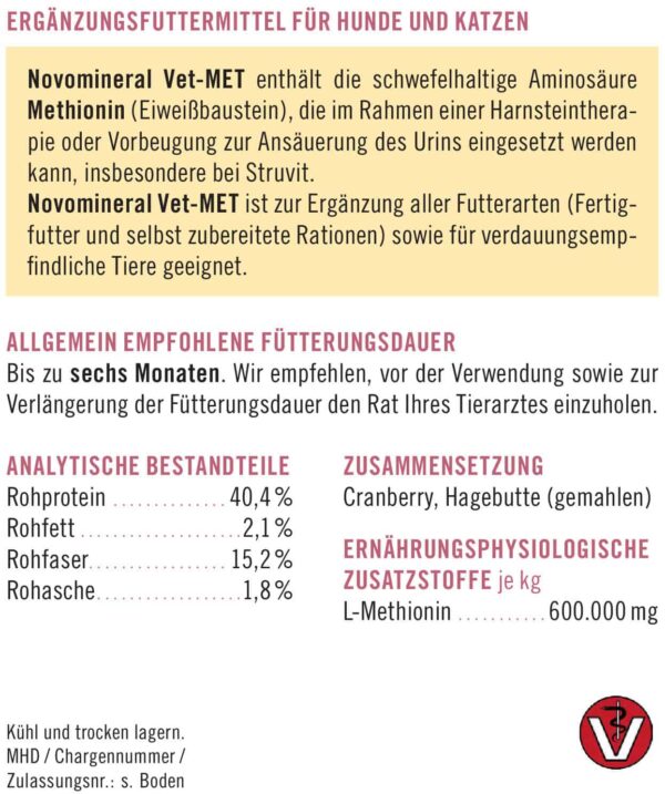 napfcheck Novomineral Vet-MET - Methionin - für Hunde und Katzen – Bild 5