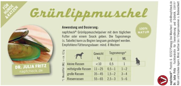 napfcheck Grünlippmuschelpulver - für Hunde und Katzen – Bild 3
