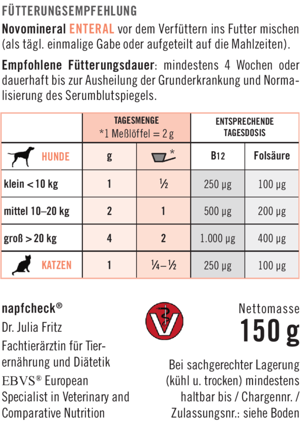 napfcheck Novomineral Enteral - B12 und Folsäure für Hunde und Katzen – Bild 4