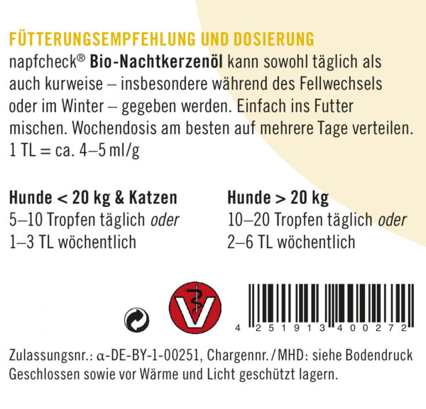 napfcheck Bio Nachtkerzenöl kaltgepresst - für Hunde und Katzen – Bild 4