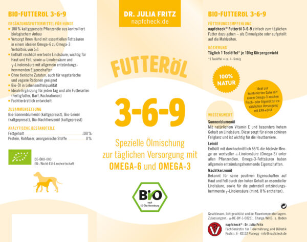 napfcheck Bio Futteröl 3-6-9 - für Hunde – Bild 2