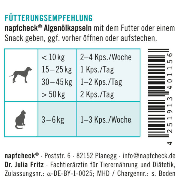 napfcheck Algenölkapseln - Omega 3 für Hunde und Katzen – Bild 5