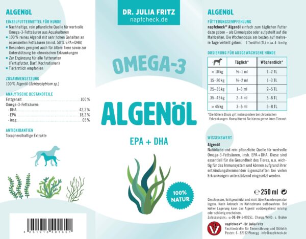 napfcheck Algenöl - Omega-3 - für Hunde – Bild 2